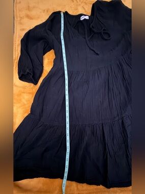 Sonoma Black Tiered Long-Sleeve Midi Dress